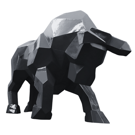 Sculpture Taureau Résine Origami 100 cm Noir – Statues Design