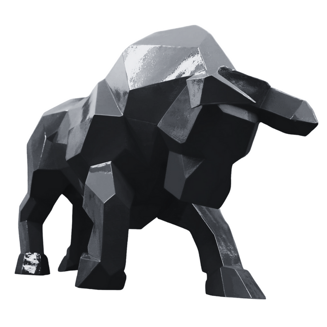 Sculpture Taureau Résine Origami 100 cm Noir – Statues Design