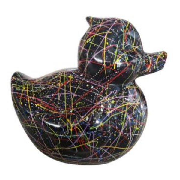 Sculpture Canard 65 cm en Résine Noir Graffiti – Statues Design