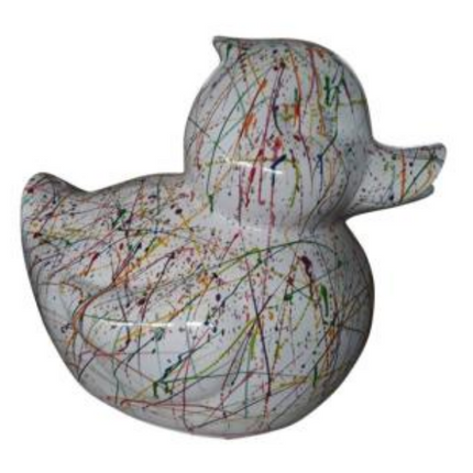 Sculpture Canard en Résine 65 cm Blanc Graffiti – Statues Design