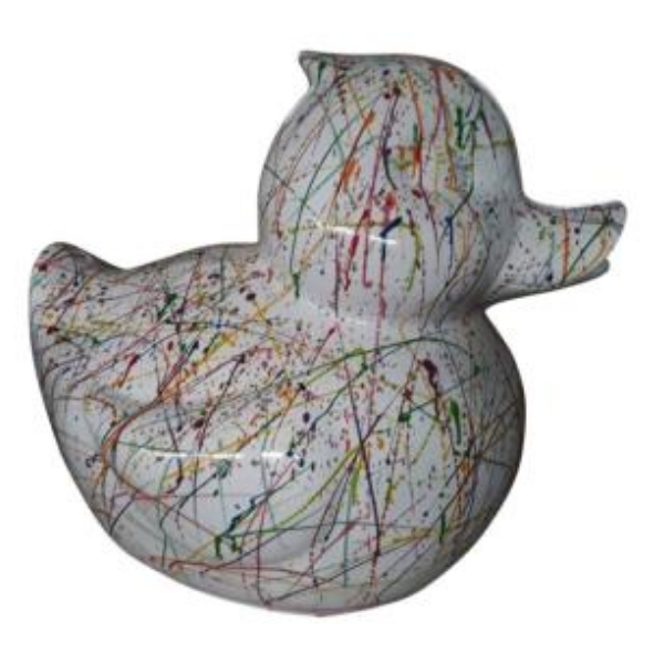 Sculpture Canard en Résine 65 cm Blanc Graffiti – Statues Design
