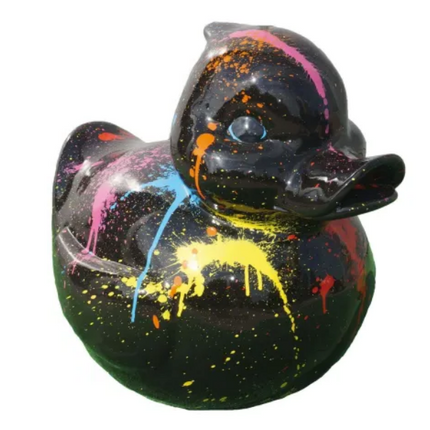 Sculpture Canard 65 cm Résine Tie and Dye Noir – Statues Design