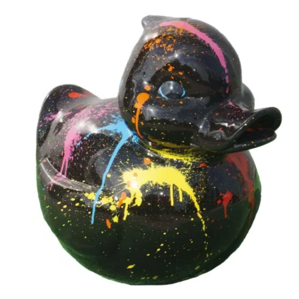 Sculpture Canard 65 cm Résine Tie and Dye Noir – Statues Design