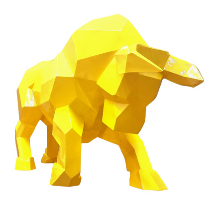 Sculpture Taureau Résine Origami 100 cm Jaune – Statues Design