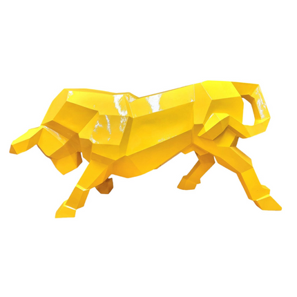 Sculpture Taureau Résine Origami 100 cm Jaune – Statues Design