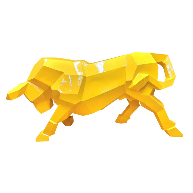 Sculpture Taureau Résine Origami 100 cm Jaune – Statues Design