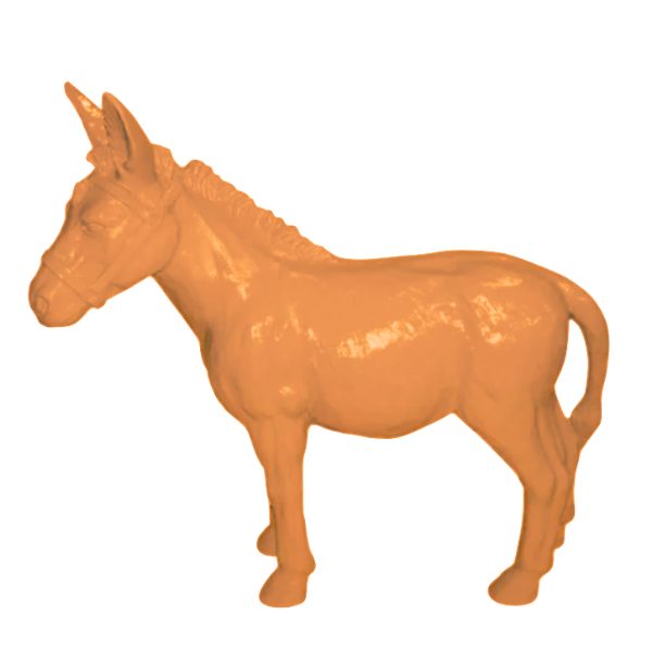 Sculpture Âne Grande 95 cm en Résine Orange Brillant – Statues Design