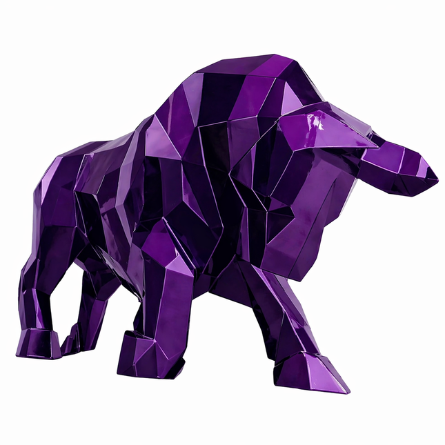 Sculpture Taureau Résine Origami 100 cm Violet – Statues Design