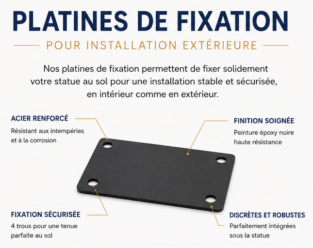 Platines de Fixation en Acier pour Statues en Résine – Statues Design