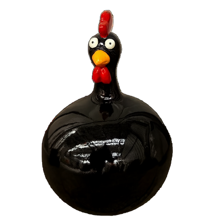 Sculpture Poule 60 cm en Résine Noire – Statues Design