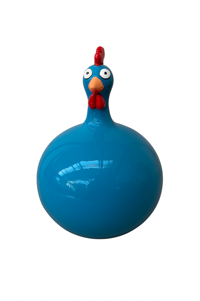 Sculpture Poule 40 cm en Résine Bleue – Statues Design
