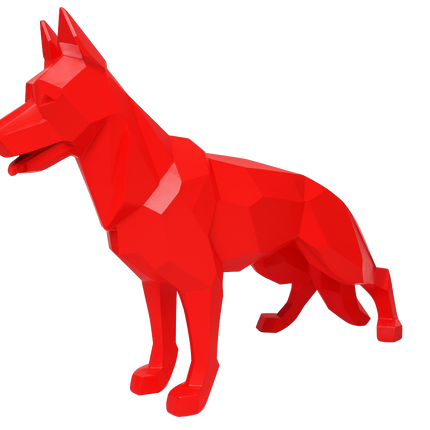 Sculpture XXL Berger Allemand Origami 120 cm Résine Rouge – Statues Design