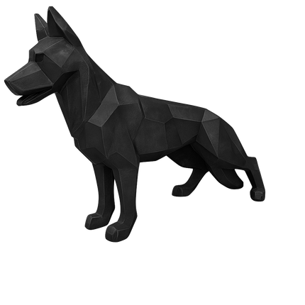 Sculpture Chien Berger Allemand Origami XXL 120 cm Résine Noire – Statues Design