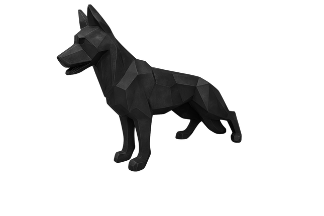 Sculpture Chien Berger Allemand Origami XXL 120 cm Résine Noire – Statues Design