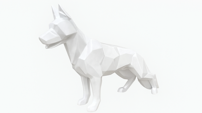 Sculpture XXL Berger Allemand Origami 120 cm Résine Blanche – Statues Design