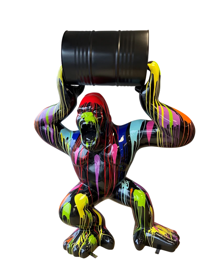 Sculpture Gorille XXL en Résine 140 cm Trash Noir – Statues Design