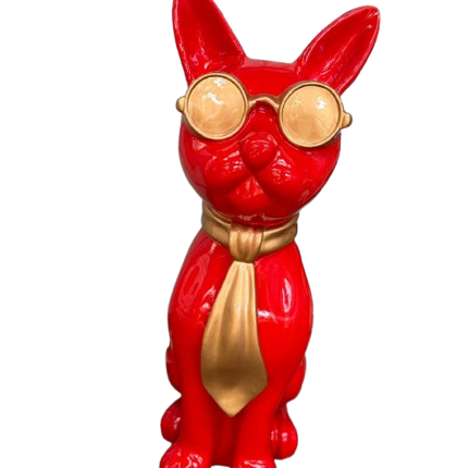 Sculpture Chat 80 cm en Résine Rouge – Statues Design