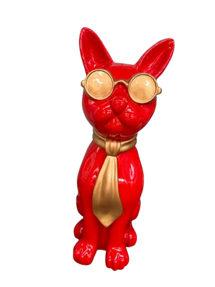 Sculpture Chat 80 cm en Résine Rouge – Statues Design