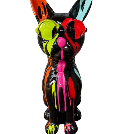 Sculpture Chat 60 cm Résine Multicolore Noir – Statues Design