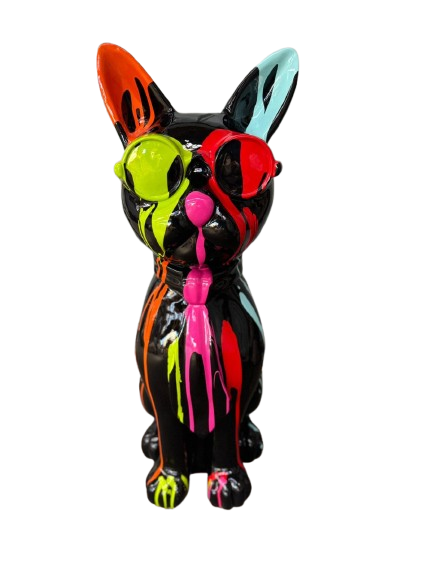 Sculpture Chat Résine 80 cm Multicolore Noir – Statues Design
