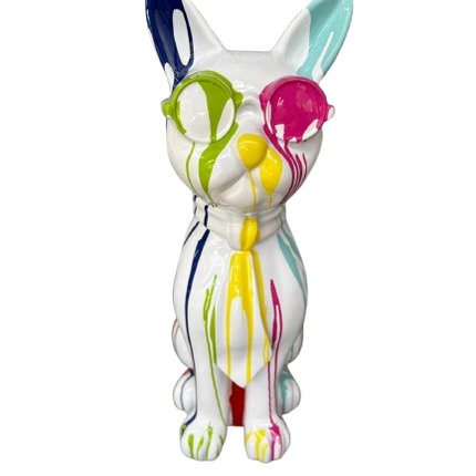 Sculpture Chat 60 cm Résine Multicolore Blanc – Statues Design