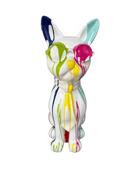 Sculpture Chat 60 cm Résine Multicolore Blanc – Statues Design