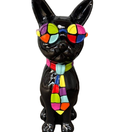 Sculpture Chat 60 cm en Résine Multicolore Noir – Statues Design
