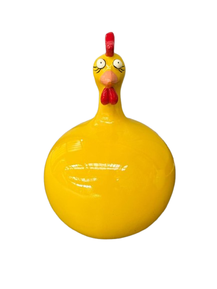 Sculpture Poule Jaune 40 cm en Résine – Statues Design
