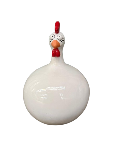 Sculpture Poule Blanche 60 cm Résine – Statues Design