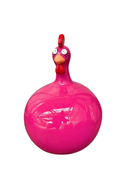 Sculpture Poule Rose en Résine 40 cm – Statues Design