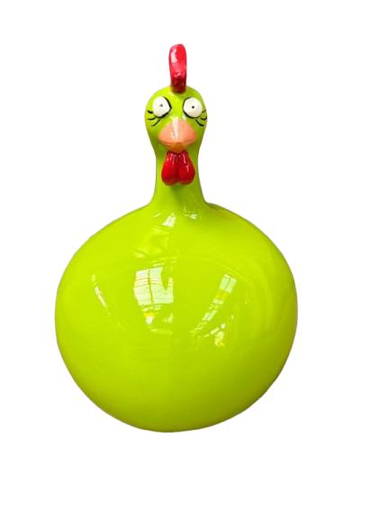 Sculpture Poule Verte 60 cm en Résine – Statues Design