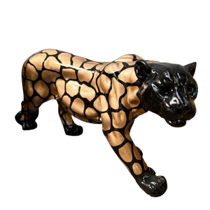 Sculpture Panthère 80 cm en Résine Doré et Noir – Statues Design