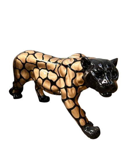Sculpture Panthère 80 cm en Résine Doré et Noir – Statues Design