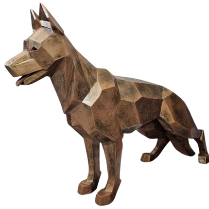 Sculpture XXL Berger Allemand Origami 120 cm Résine Bronze – Statues Design