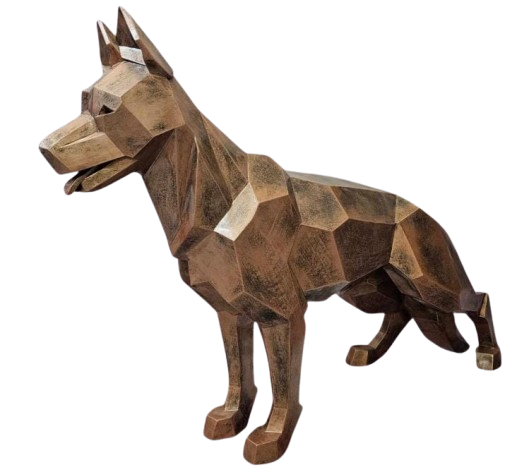 Sculpture XXL Berger Allemand Origami 120 cm Résine Bronze – Statues Design