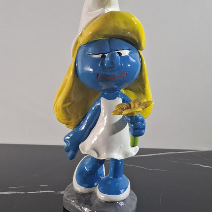 Œuvre d'Art - STROUMPFETTE (2/3) -Bleu, jaune & blanc -33 cm