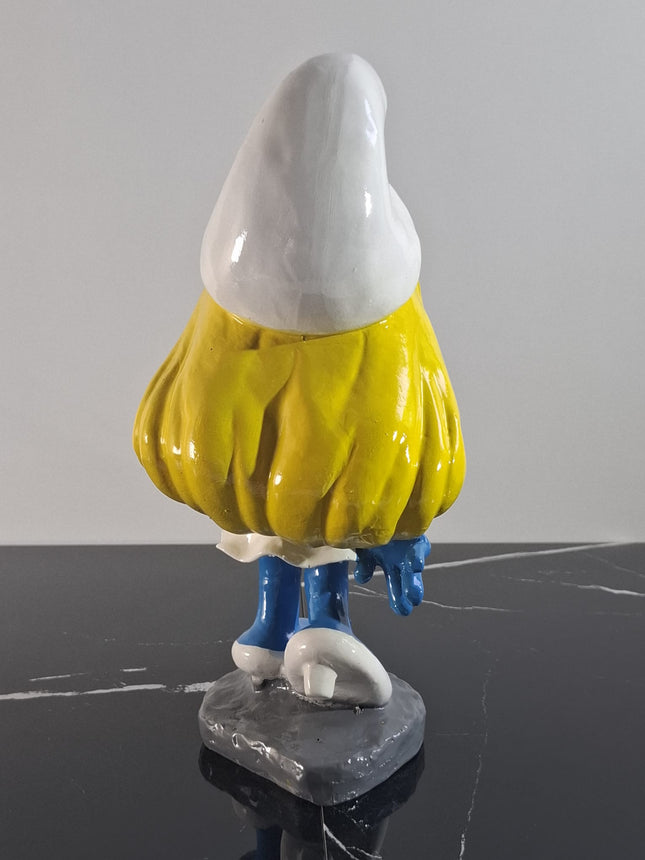 Œuvre d'Art - STROUMPFETTE (2/3) -Bleu, jaune & blanc -33 cm