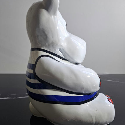 Œuvre d'Art - HIPPO JEAN PAUL GAUTHIER (3/5)  Blanc et bleu  25 cm