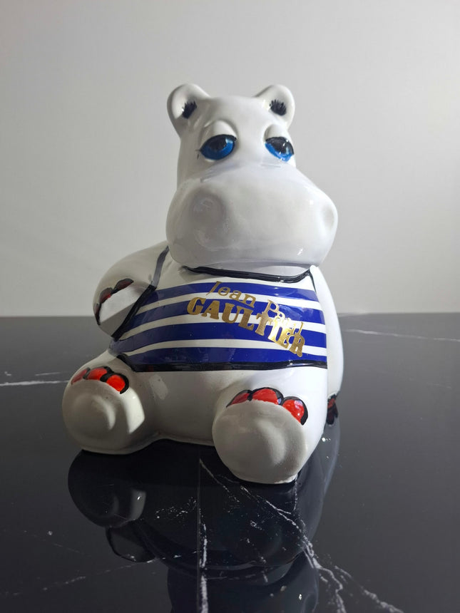 Œuvre d'Art - HIPPO JEAN PAUL GAUTHIER (3/5)  Blanc et bleu  25 cm