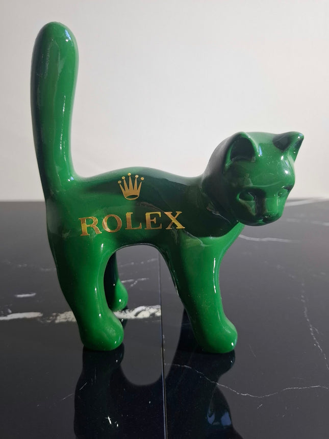 Œuvre d'Art - CHAT ROLEX (1/6)   Vert 17 cm