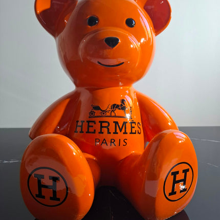 Œuvre d'Art - OURSON HERMES (2/6) -Orange -35cm