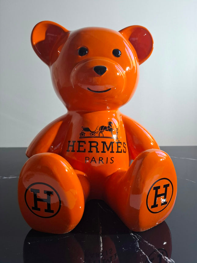 Œuvre d'Art - OURSON HERMES (2/6) -Orange -35cm