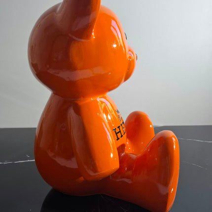 Œuvre d'Art - OURSON HERMES (2/6) -Orange -35cm