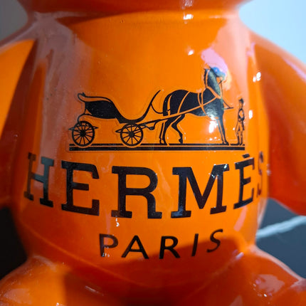 Œuvre d'Art - OURSON HERMES (2/6) -Orange -35cm