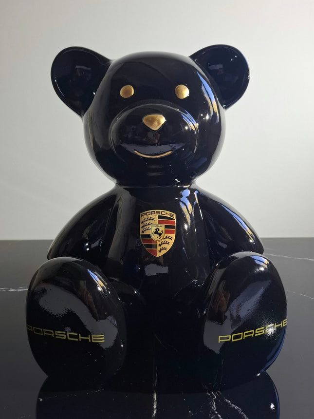 Œuvre d'Art - OURSON PORSCHE (4/6)  Noir  35 cm