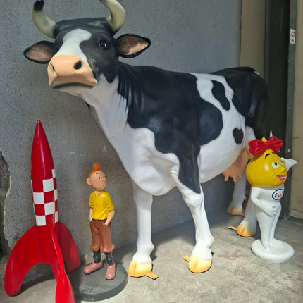 DESTOCKAGE - Sculpture Vache XXL en Résine 225 cm Naturel – Statues Design