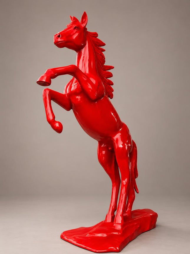 DESTOCKAGE - Sculpture Cheval en Résine 305 cm Rouge Intense – Statues Design
