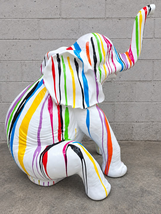DESTOCKAGE - Sculpture Éléphant XXL en Résine 140 cm Multicolore – Statues Design