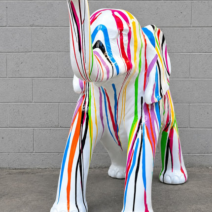 DESTOCKAGE - Sculpture Éléphant XXL en Résine 140 cm Multicolore – Statues Design