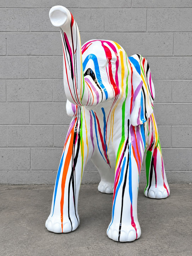 DESTOCKAGE - Sculpture Éléphant XXL en Résine 140 cm Multicolore – Statues Design